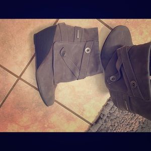 Suede booties.